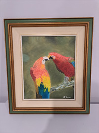 Cadre et toile perroquets