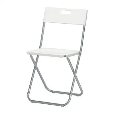 Brand new White folding chairs to rent for a Dollar a day. May it be a house Warming/Birthday Party...