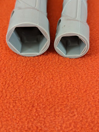 Three identical dual ended plastic tube spanners - 3/4 & 5/8in