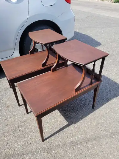 Vintage solid wood side tables, View more