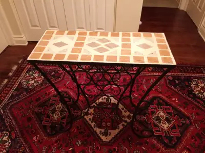Ceramic tile table with wine rack, View more