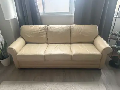 Cream Leather Sofa, View more