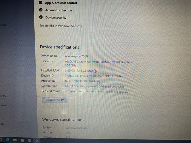 Acer Aspire 7560 17” read description  in Laptops in Kitchener / Waterloo - Image 2
