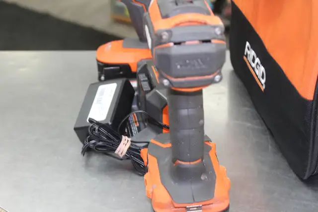 Ridgid Hammer Drill, Impact, 2 Batteries, Charger, Bag in Power Tools in Peterborough - Image 3