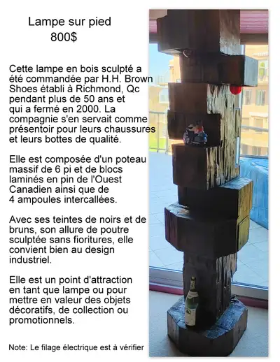 présentoir/lampe sur pied en bois sculpté, View more