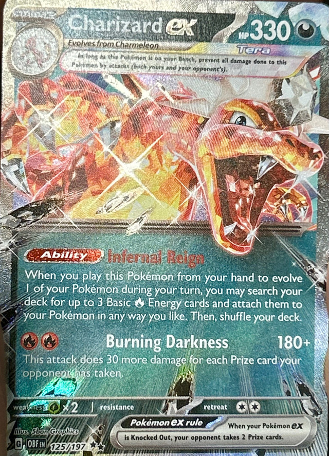 Charizard ex - 125/197 - Tera Ultra Rare Obsidian FlamesPokemon  in Toys & Games in Oshawa / Durham Region