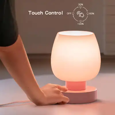 ONEWISH Touch Bedside Table Lamp Set of 2 - Small Modern for Bed, View more