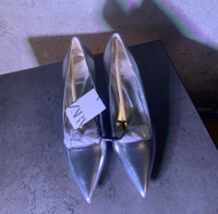 New ZARA  silver kitten heels women’s size 8