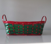 Christmas Basket with Handles-Green and Red