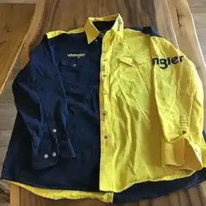 Vintage 90s Wrangler Western Shirt Men 2XL Yellow Blue .628632685088021211
