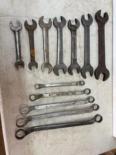 THESE VINTAGE WRENCHES WERE FORGED WITH QUAILY STEEL OF THE TIMES $50 TAKES BOTH SETS LOCATED 15 MIN...