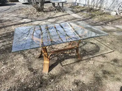 Beautifil Mid-Century Table - heavy tempered Beveled Glass panel, View more