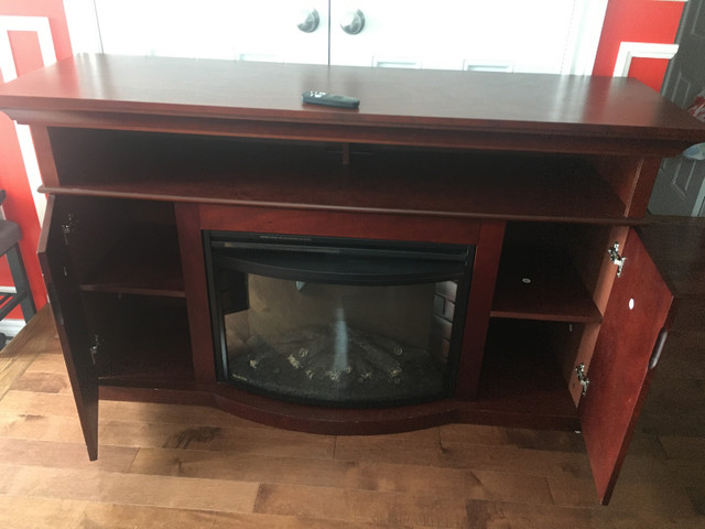 Electric/plug in fire place/TV stand with shelves in Fireplace & Firewood in Hamilton - Image 2