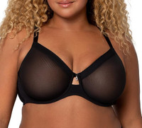 Curvy Couture Sheer Mesh Full Coverage Unlined Underwire Bra 34H
