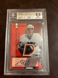Fleer Hot Prospects Red /50 Sidney Crosby Rookie Card Patch Auto