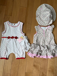 2 SETS OF BABY GIRL OUTFITS - NWT SIZE 9 MTHS - 12 Y