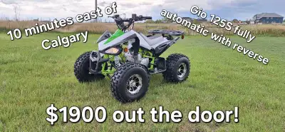 Brand new 125cc kids ATV's. Fully automatic with reverse. Front and rear lights. Aluminum wheels. Re...