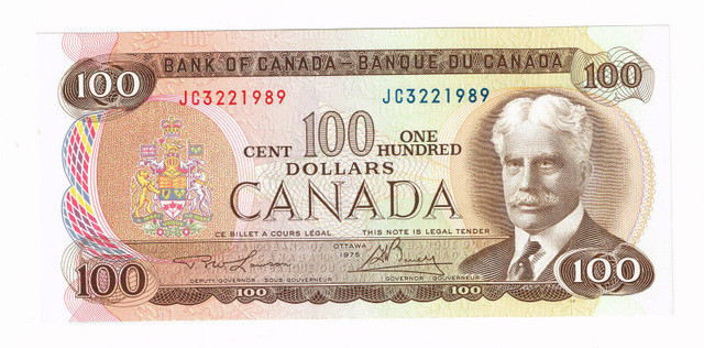1975 One Hundred Dollar Bills/Bank notes currency paper money in Arts & Collectibles in City of Toronto - Image 2