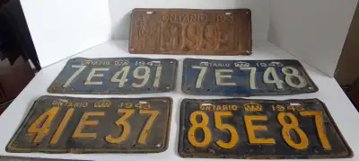 VINTAGE pre-1950 license plates, 1931, 1943, 1945 $20 1. 1931 Trailer Plate in poor condition $35 2....