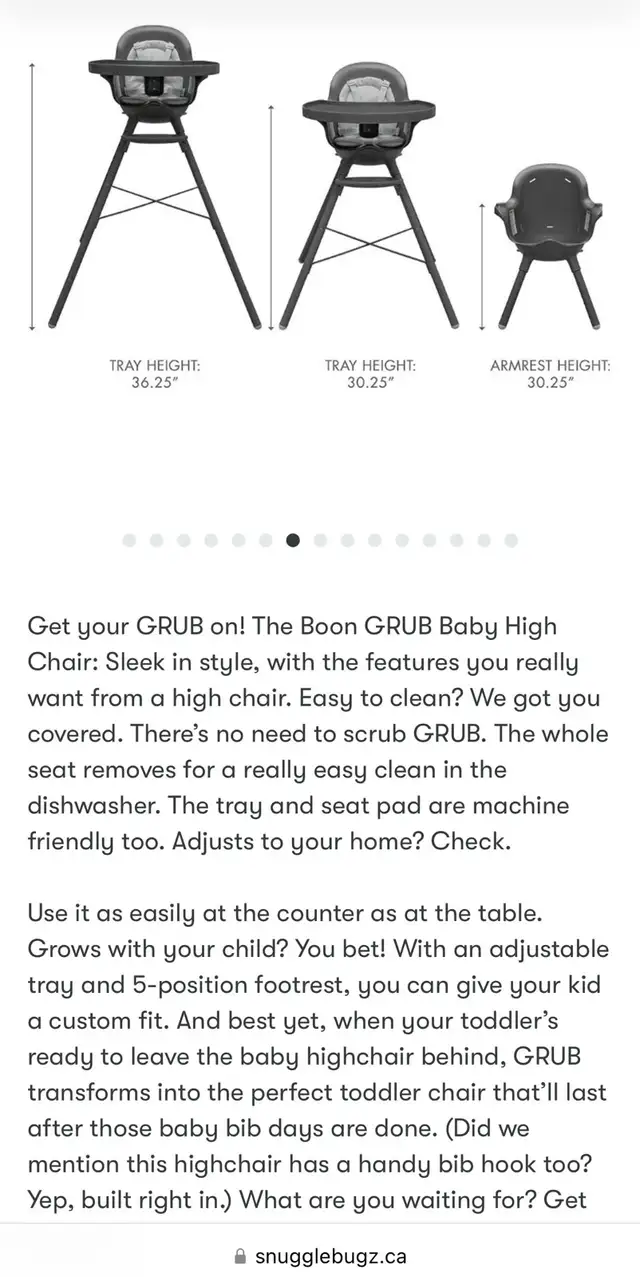 Boon Grub High Chair Gray in Feeding & High Chairs in Mississauga / Peel Region - Image 3