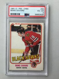 DENIS SAVARD … 1981-82 O-Pee-Chee … ROOKIE CARD … PSA 4, 5, 6, 8