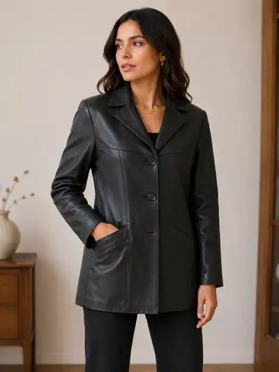 Women’s Tailored Leather Jacket – Size 2XS , View more