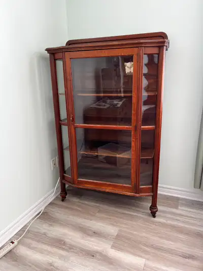 Free Glass and wood antique display cabinet., View more