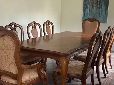 Dining set, high end wood dining table with 8 chairs, View more