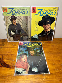 Walt Disney’s Zorro 4.5 VG+ Silver Age Dell Lot of 3