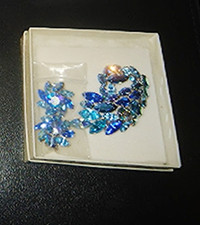 Blue Crystal Peacock Lapel-Pin - New in Box