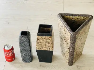 UNIQUE GRANITE VASES SET OF 3, View more