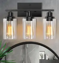 NEW Vanity Lights for Bathroom with Glass Shade Matte Black