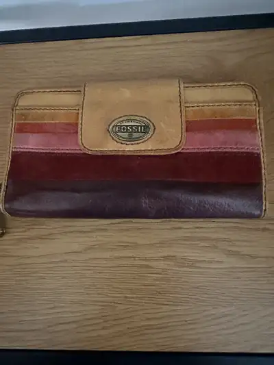Fossil Multi&nbsp;Color Leather Suede Patchwork Wallet, View more