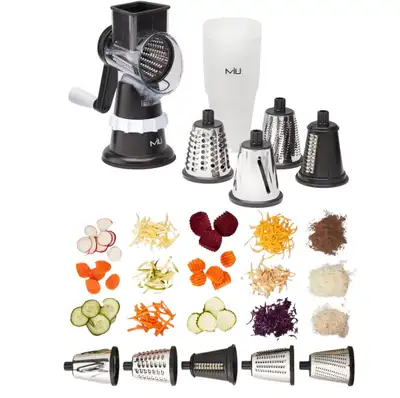 MIU Rotary Food Slicer/Grater – Multi-Blade (4 attachments), View more