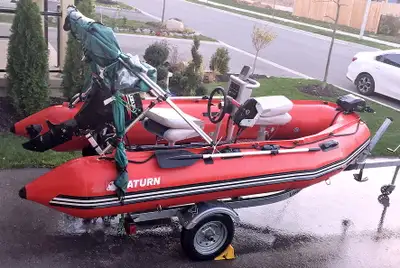 BOAT, MOTOR and TRAILER, almost brand NEW, Electric start. Boat used abou 15 times. Kept in garage ....