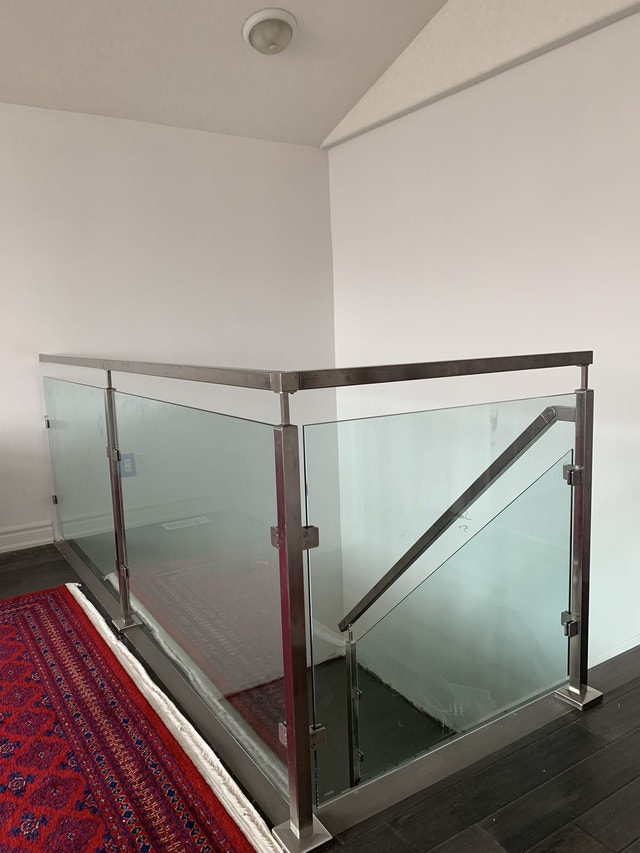 GLASS RAILING STAIRS DECKS OFFICE ENTRANCES PARTITIONS ENCLOSURE