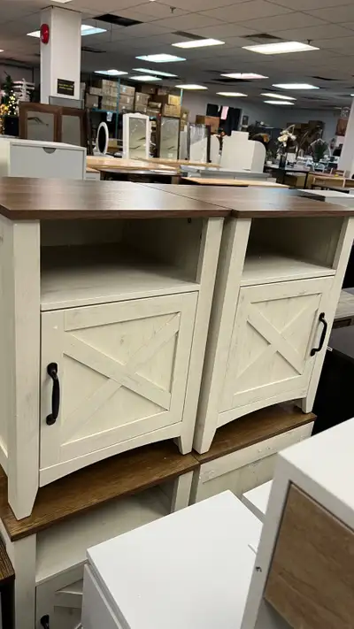 Farmhouse Nightstand with Barn Door, Bedside Table wit, View more