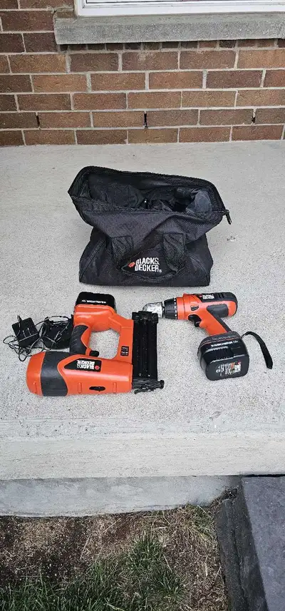 Black and Decker 12 volt drill and nailer, View more