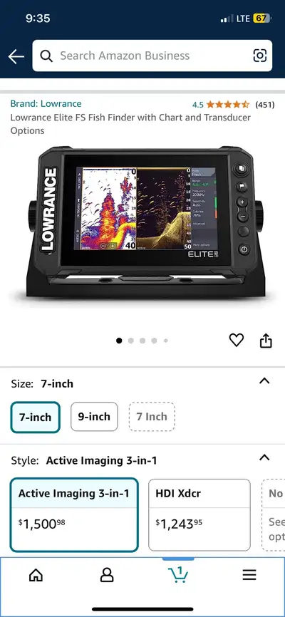 Lowrance Elite FS fish finder and Ice Fishing set, View more