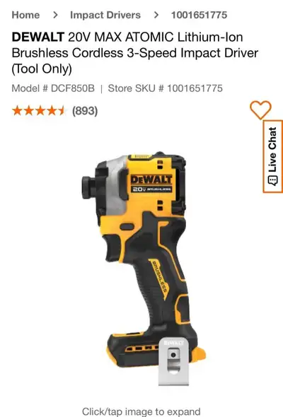 DEWALT 20V MAX ATOMIC Lithium -llon Brushless Cordless 3-Speed Impact Driver (Tool Only) Brand new i...