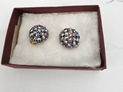 Made in Austria Vintage Rhinestone Clip Earrings MINT, View more
