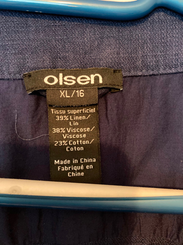1 Women's Olsen Box Jacket, navy, linen & cotton, XL/ 16, $35 in Women's - Tops & Outerwear in Ottawa - Image 3