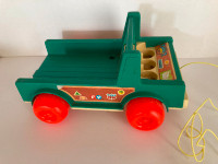 Vintage FISHER PRICE 994 Family Camper Truck Base Green Pull Toy