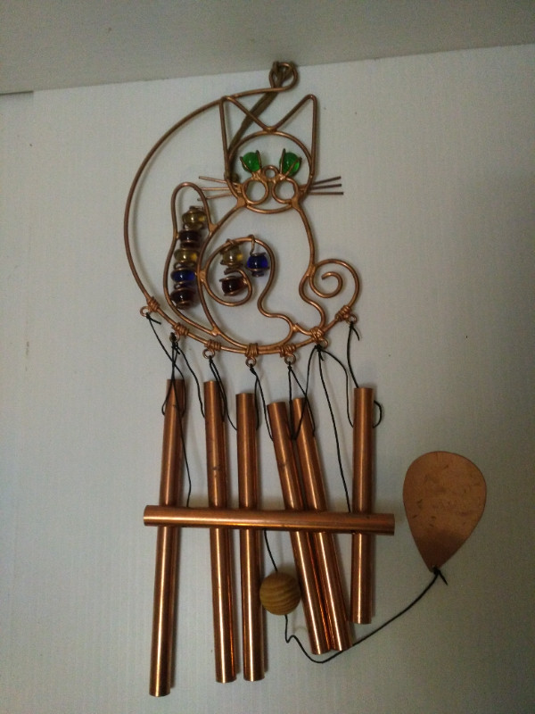 Large Cat wind chime made of copper in Outdoor Décor in Cambridge