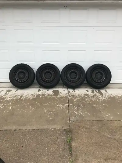 Selling a complete set of 4 Goodyear Nordic winter tires mounted on steel rims $250 for all 4 Detail...