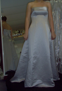 Bella Formals platinum corset-style back wedding/prom dress