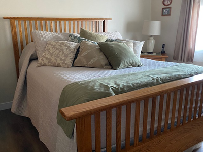 QUEEN SIZE WOOD BED  - FRAME AND HEAD& FOOT BOARD, View more