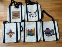 “NEW! Canvass Totes, Western/Mexican Theme” $10 each. 