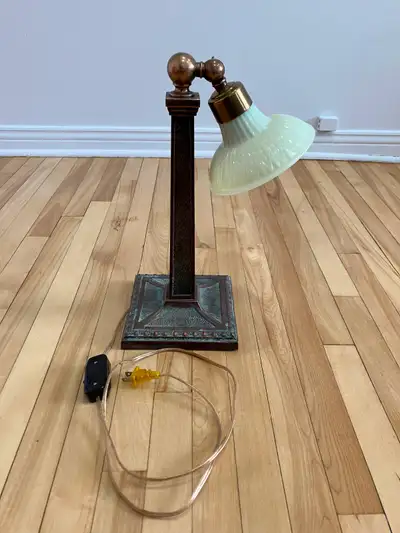 Art deco table lamp uranium shade, View more