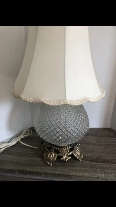 Vtg Hollywood Regency Glass Table Lamp, View more
